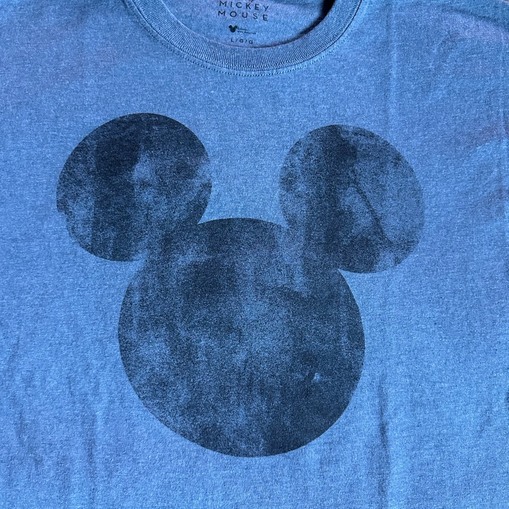 Disney Mickey Mouse Blue T-Shirt with Mickey Mouse Silhouette Size Large - Picture 2 of 6